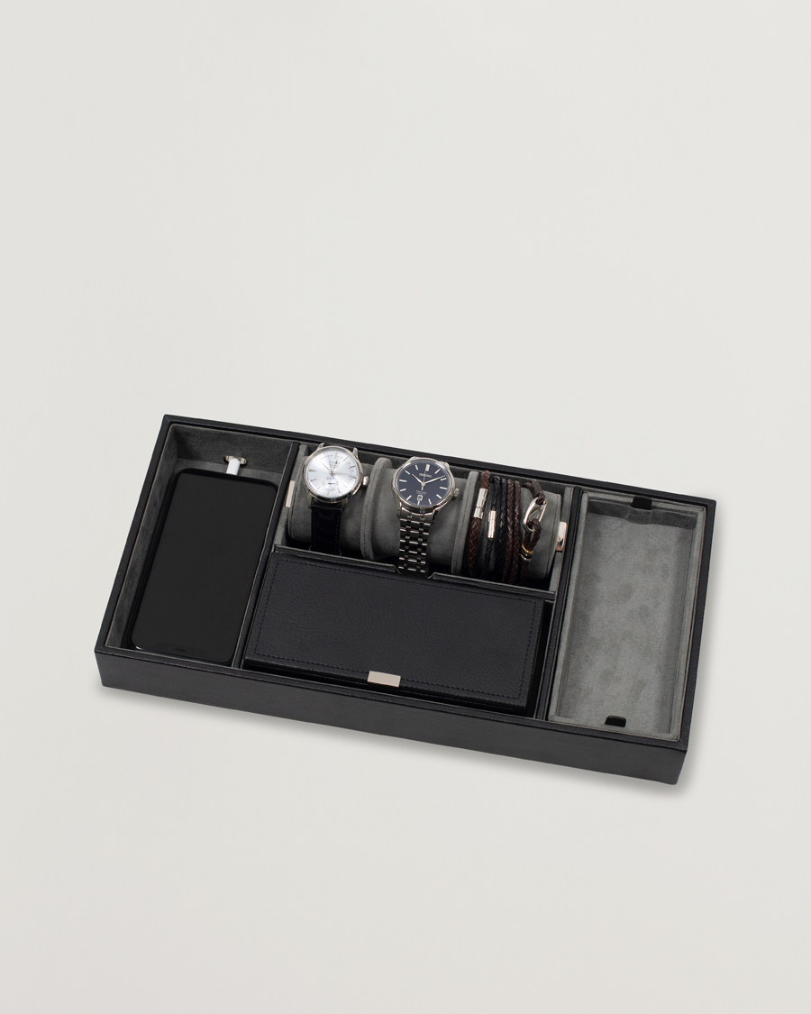 Herren | Uhren- und Schmuckkasten | WOLF | Howard Valet Tray with Cuff Black/Grey Pebble