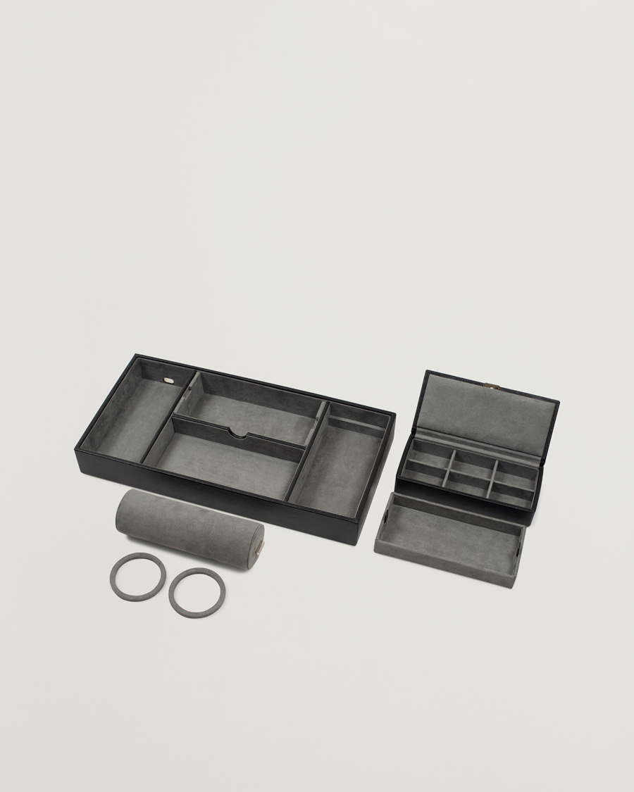 Herren | Uhren- und Schmuckkasten | WOLF | Howard Valet Tray with Cuff Black/Grey Pebble