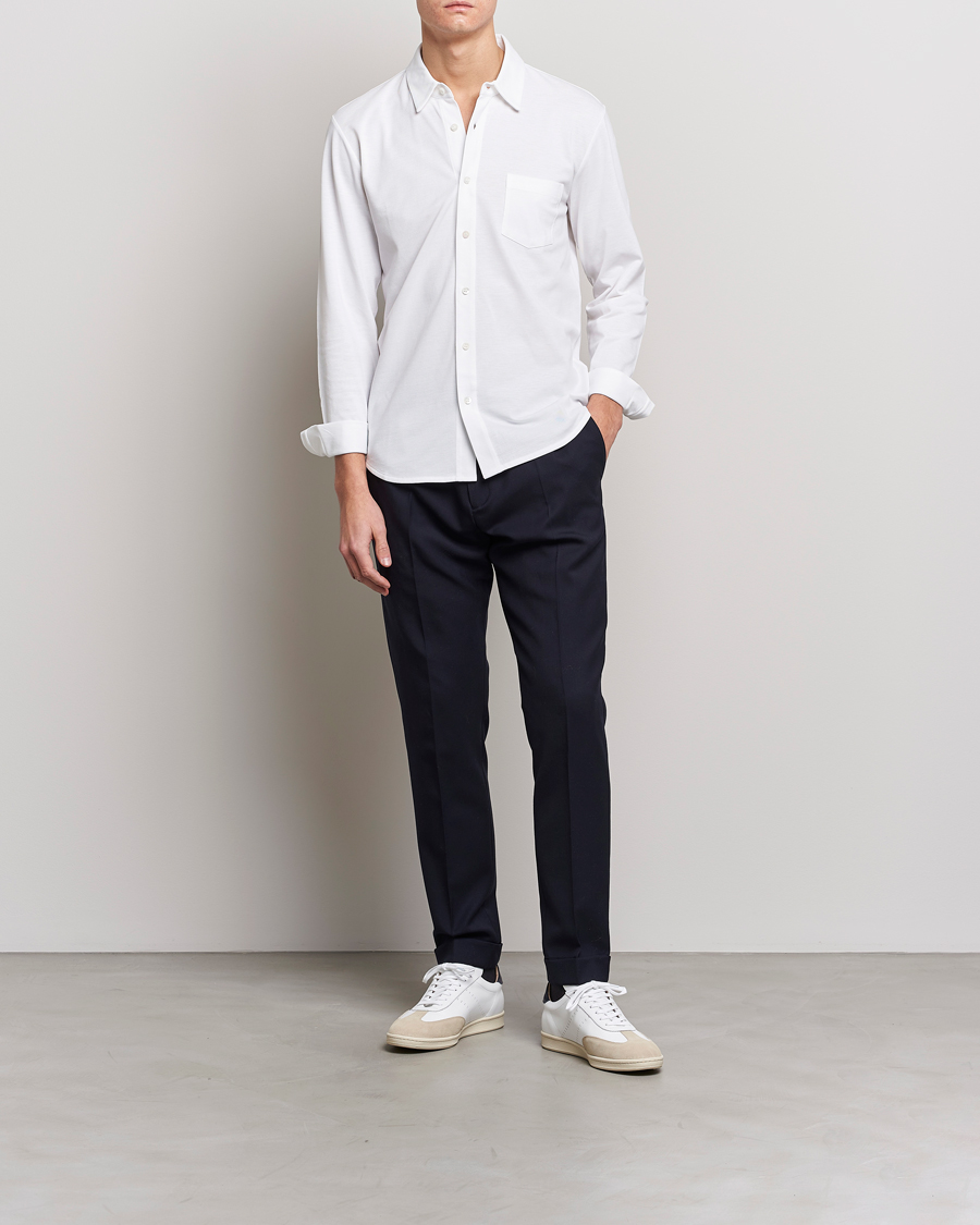Herren | Hemden | Sunspel | Long Sleeve Pique Shirt White
