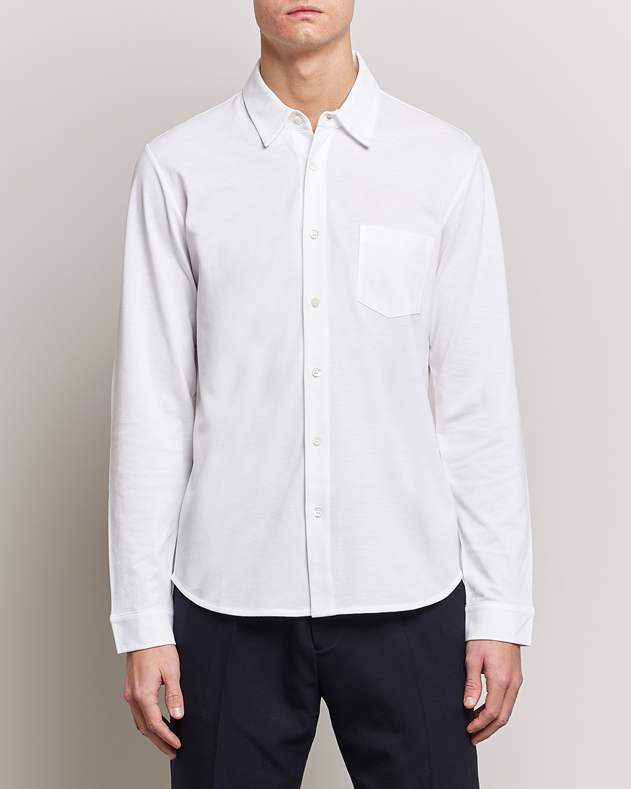 Herren | Sunspel | Sunspel | Long Sleeve Pique Shirt White