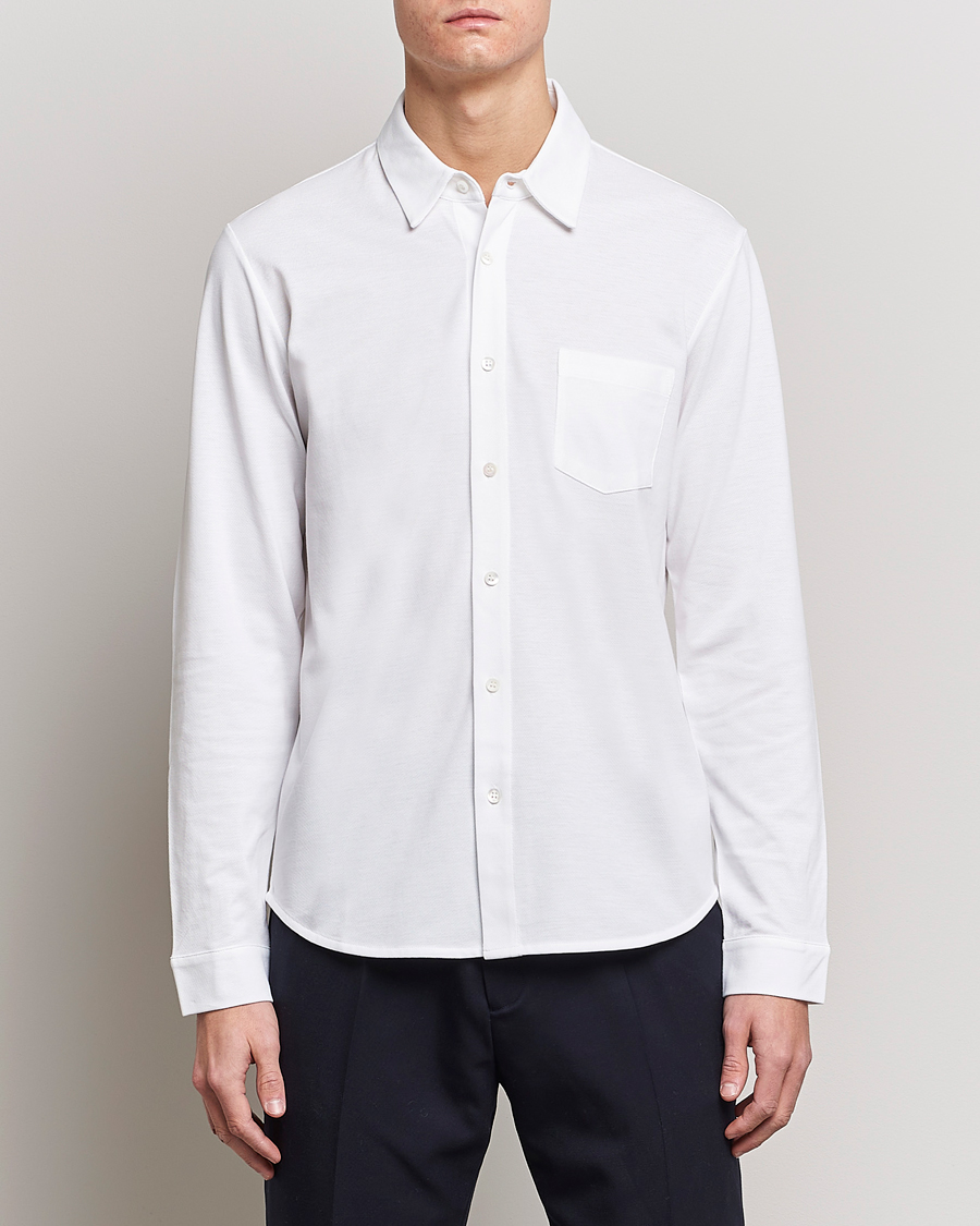 Herren | Best of British | Sunspel | Long Sleeve Pique Shirt White