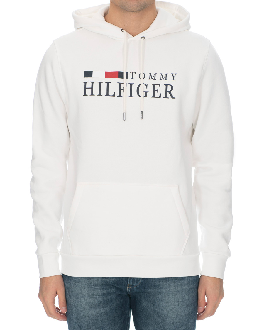 Herren | Pullover | Tommy Hilfiger | Basic Logo Hoodie Ecru
