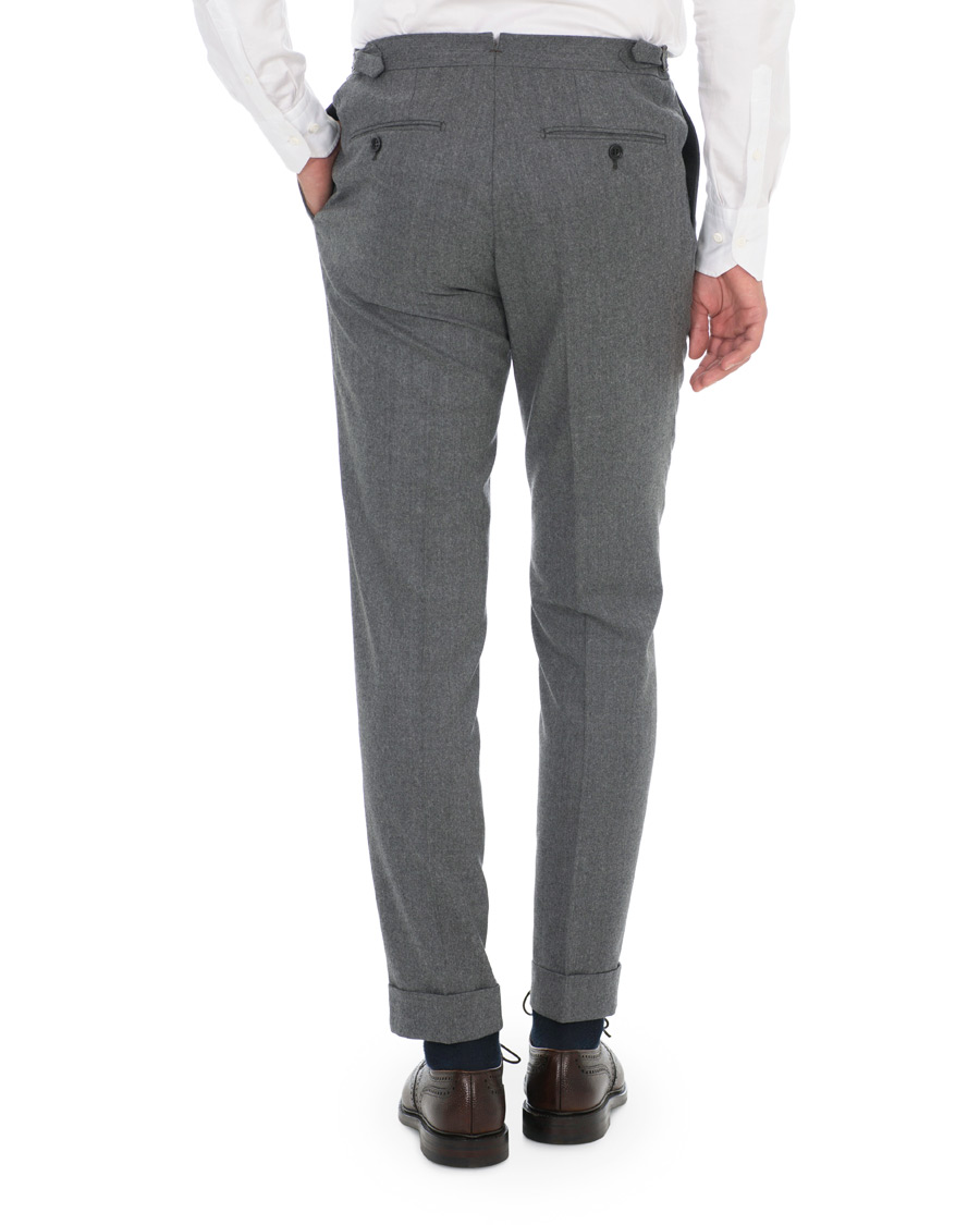 Herren | Hosen | Morris Heritage | Carl Double Pleated Flannel Trousers Grey