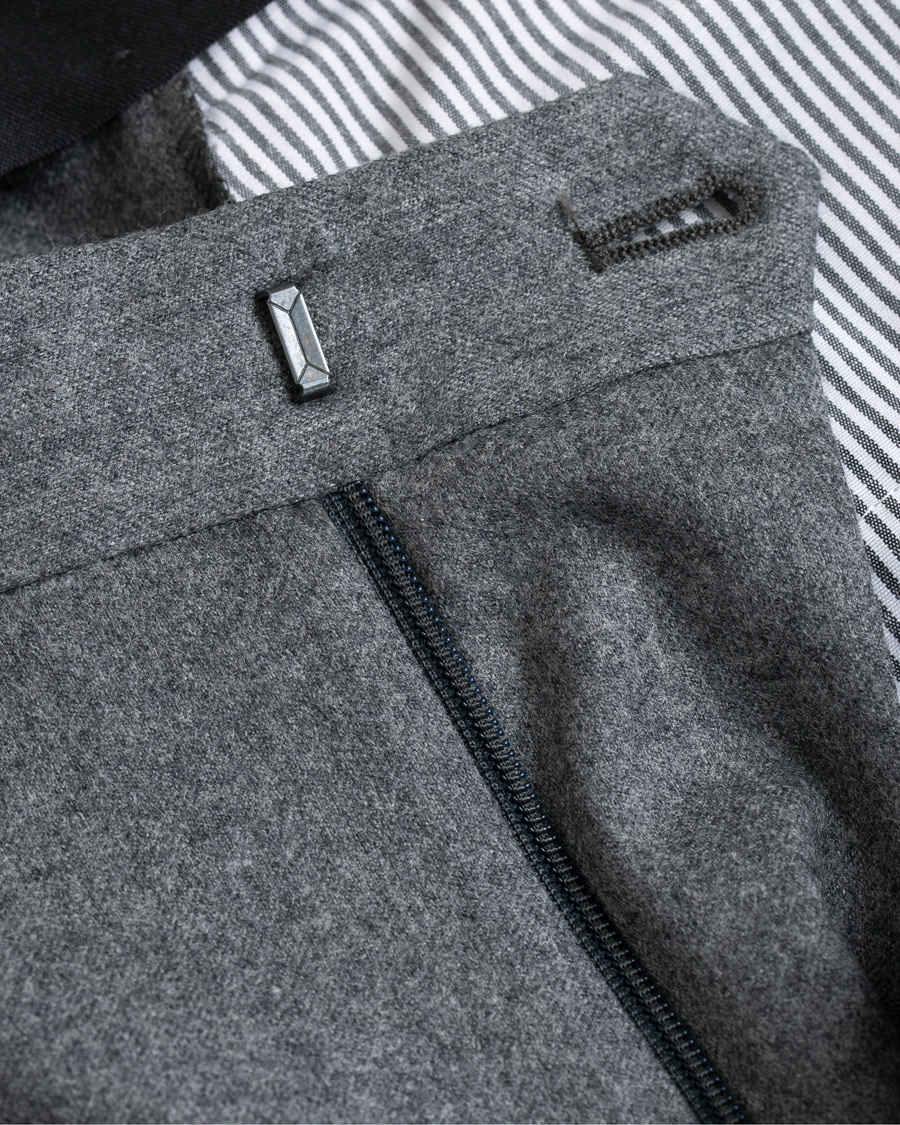 Herren | Hosen | Morris Heritage | Carl Double Pleated Flannel Trousers Grey