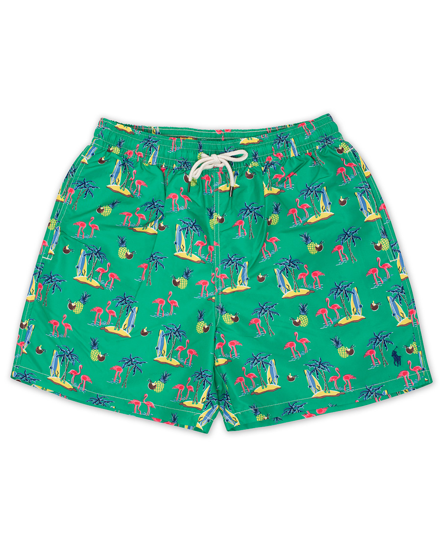 Herren | Badehosen | Polo Ralph Lauren | Traveler Printed Flamingo Swimshorts Green