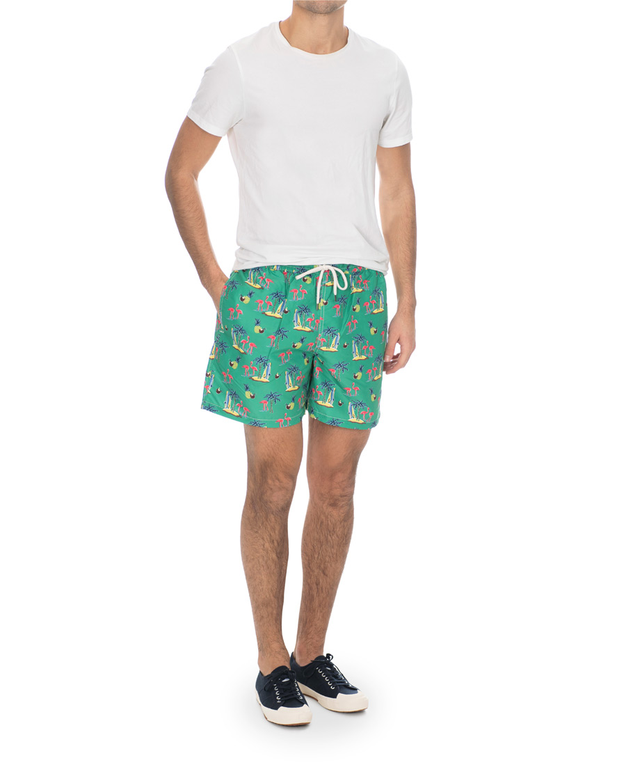 Herren | Badehosen | Polo Ralph Lauren | Traveler Printed Flamingo Swimshorts Green