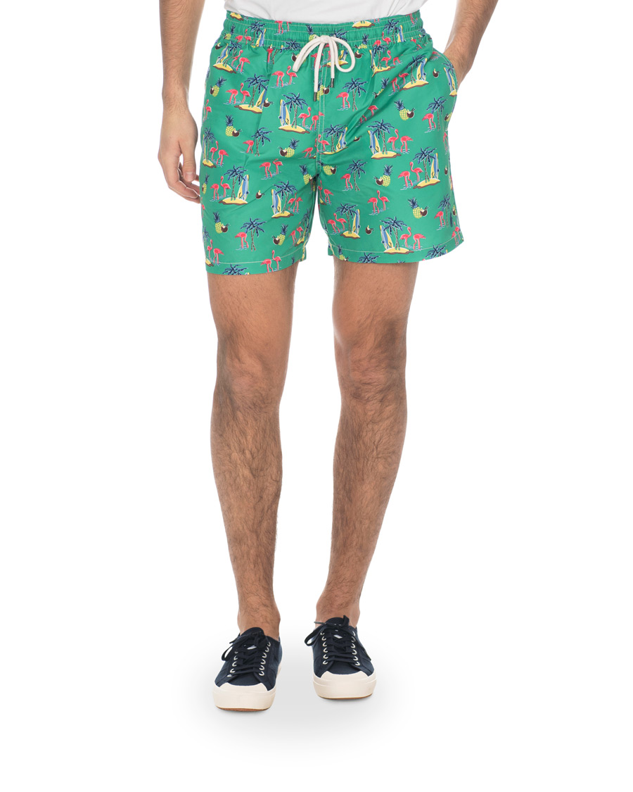 Herren | Badehosen | Polo Ralph Lauren | Traveler Printed Flamingo Swimshorts Green