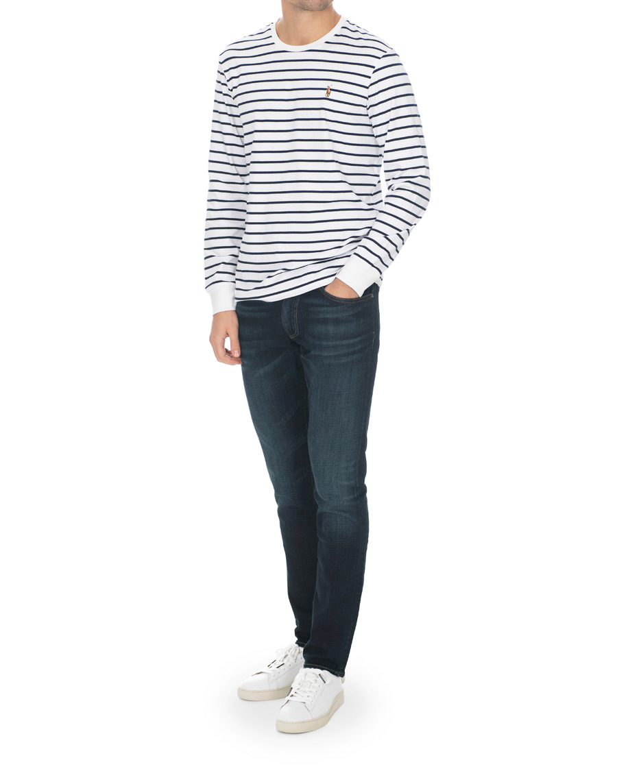 Herren | T-Shirts | Polo Ralph Lauren | Long Sleeve Stripe Tee White/Navy