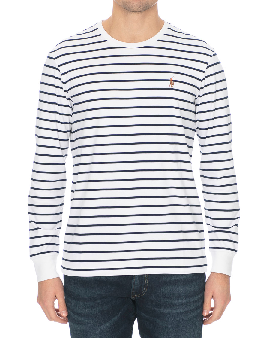 Herren | T-Shirts | Polo Ralph Lauren | Long Sleeve Stripe Tee White/Navy
