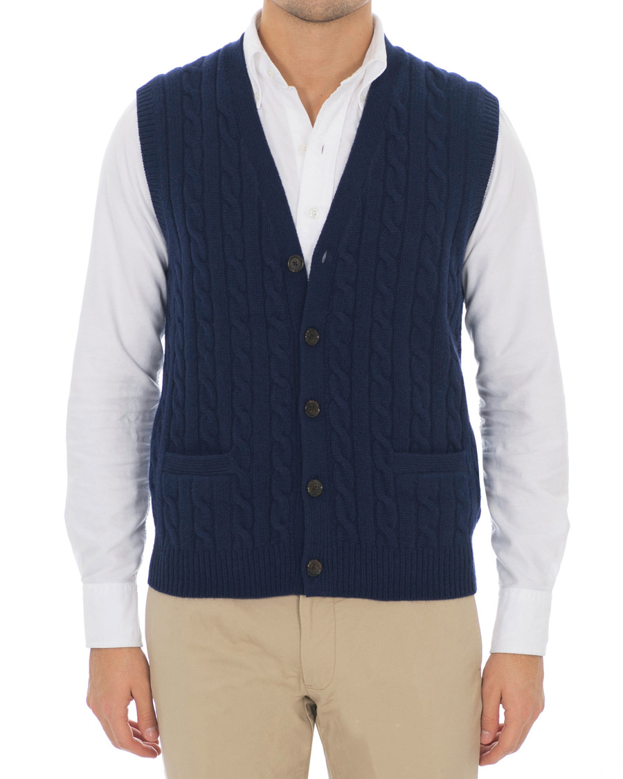 Herren | Pullover | Polo Ralph Lauren | Cotton Cashmere Cable Slipover Newport Navy