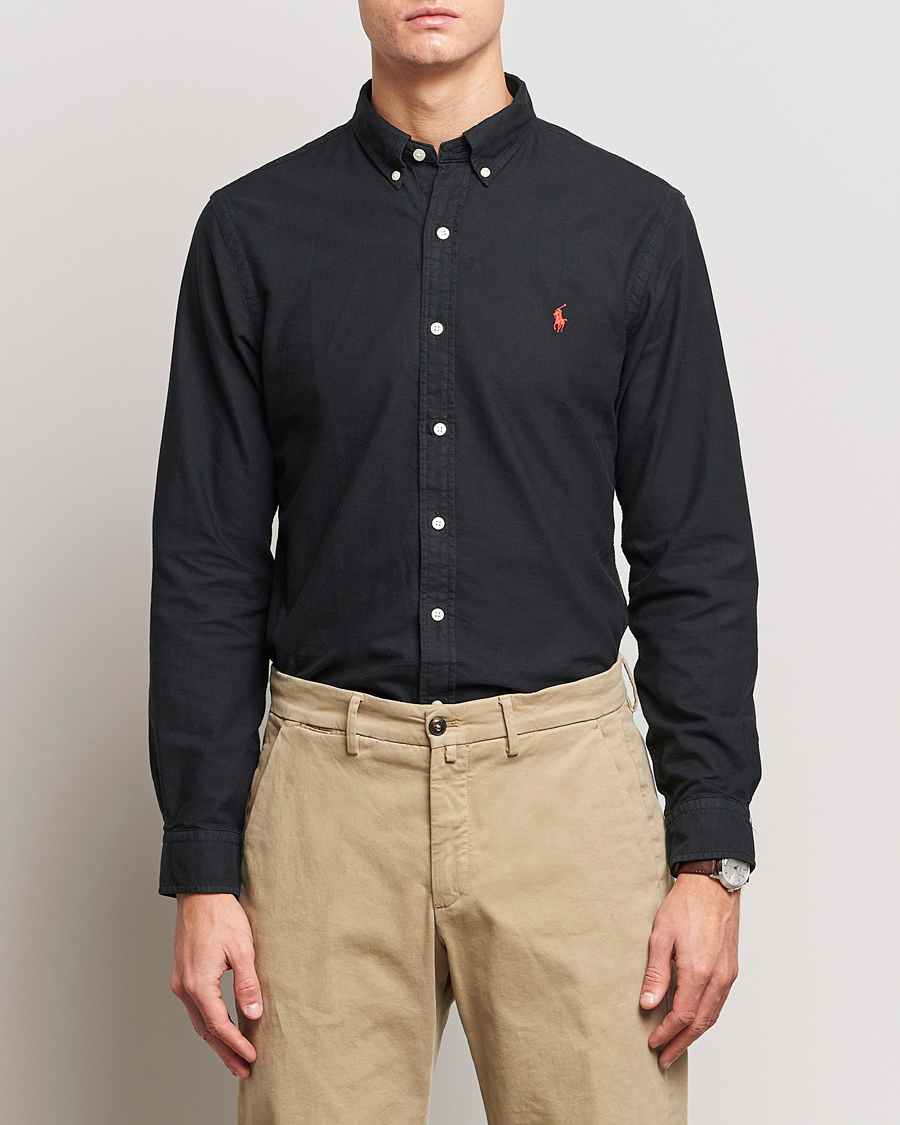 Herren | Polo Ralph Lauren | Polo Ralph Lauren | Slim Fit Garment Dyed Oxford Shirt Polo Black