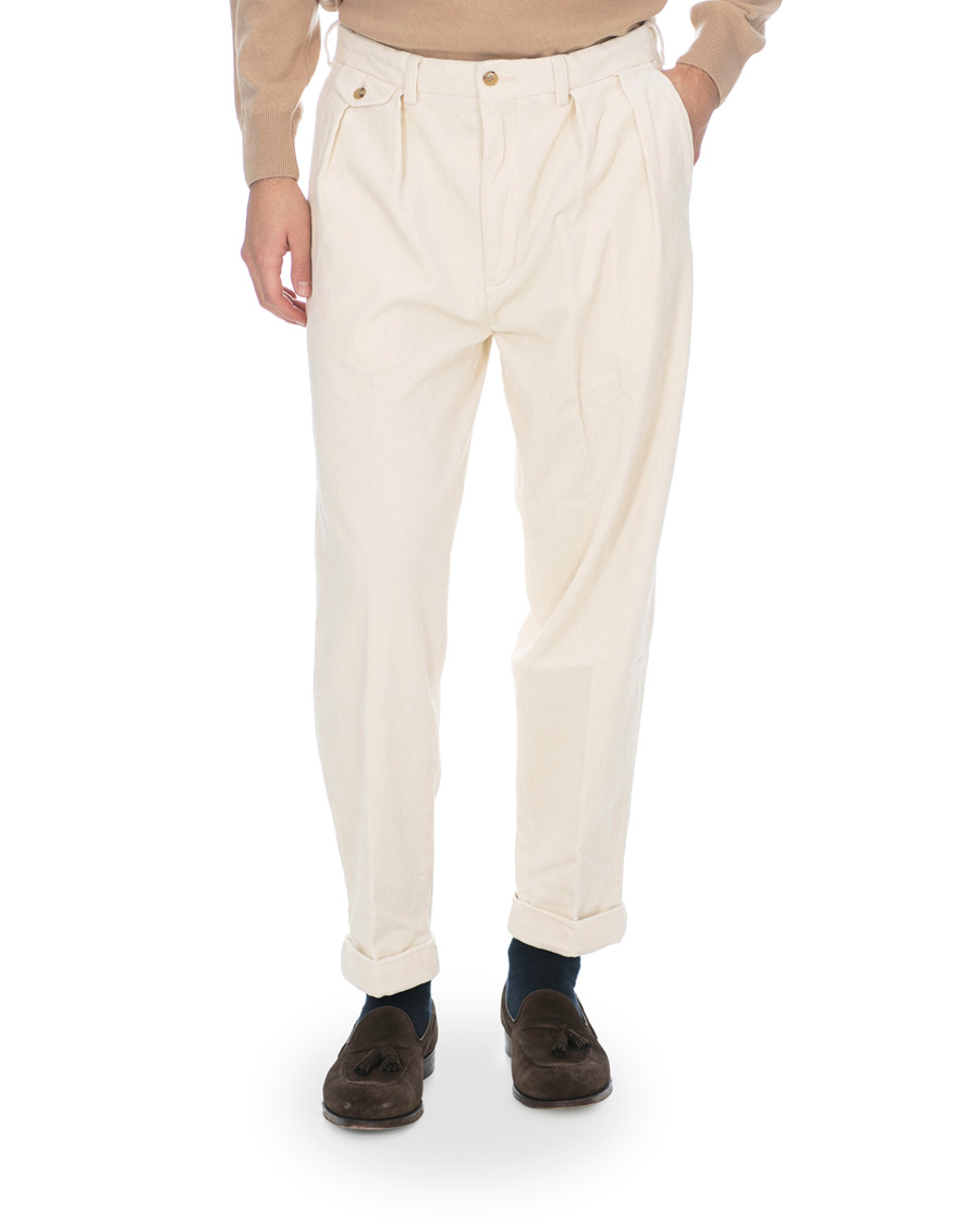 Herren | Hosen | Polo Ralph Lauren | Corduroy Pleated Turn Up Pants Andover Cream