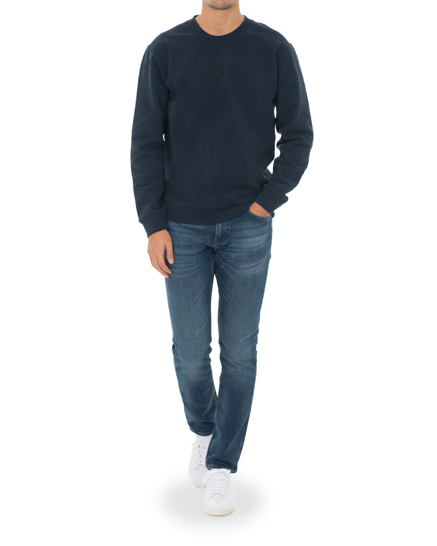 Herren | Pullover | BOSS ORANGE | BOSS Casual Weevo Logo Crew Neck Sweatshirt Dark Blue