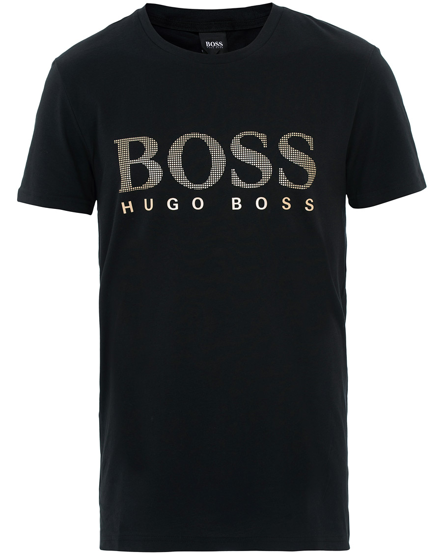 Herren | T-Shirts | BOSS BLACK | BOSS Logo Crew Neck Tee Black/Gold