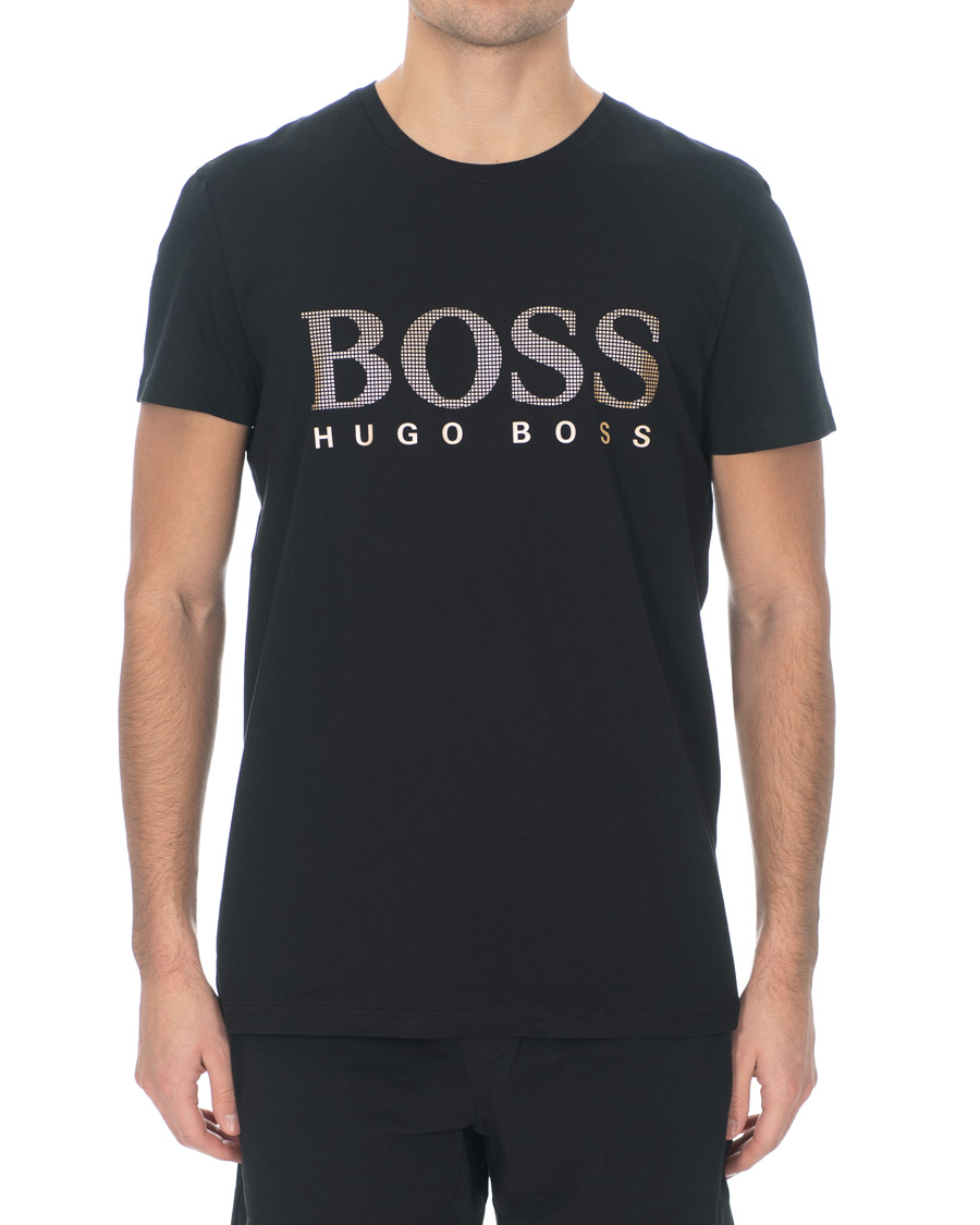 Herren | T-Shirts | BOSS BLACK | BOSS Logo Crew Neck Tee Black/Gold