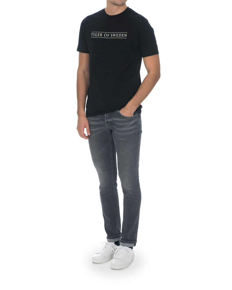 Herren | T-Shirts | Tiger of Sweden Jeans | Fleek Printed Crew Neck Tee Black