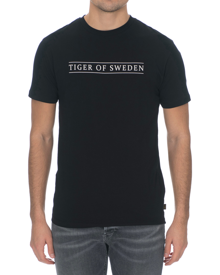 Herren | T-Shirts | Tiger of Sweden Jeans | Fleek Printed Crew Neck Tee Black