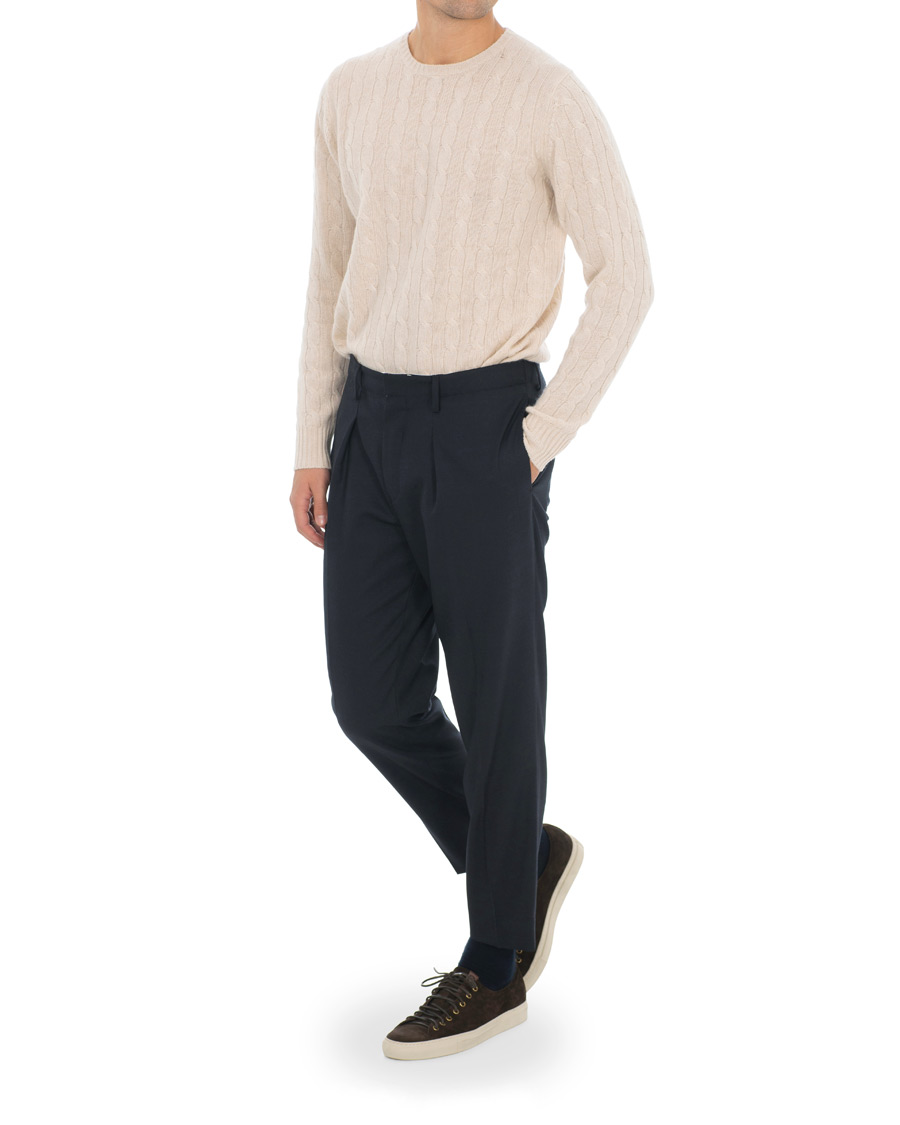Herren | Hosen | Tiger of Sweden | Tarine Cropt Pleated Trousers Navy