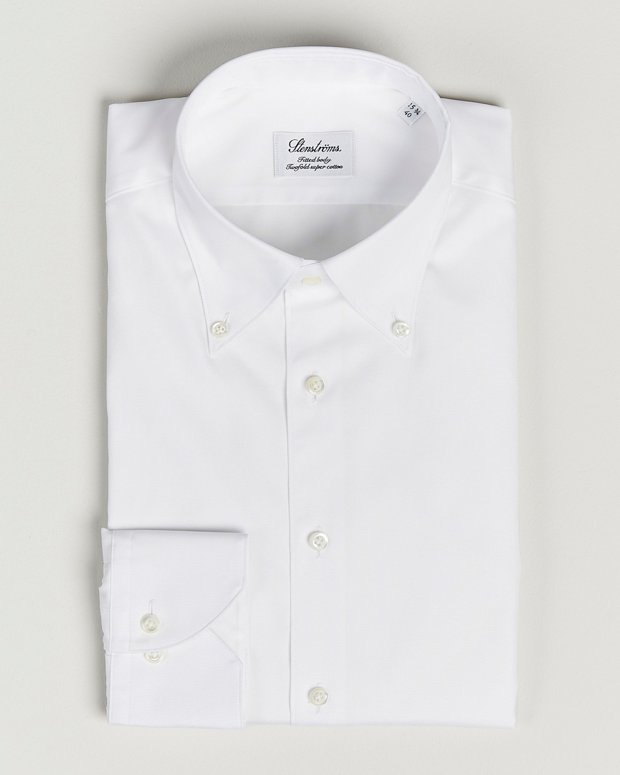 Herren | Businesshemden | Stenströms | Fitted Body Button Down Shirt White