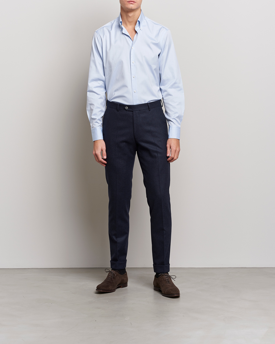 Men | Business Shirts | Stenströms | Fitted Body Button Down Shirt Light Blue