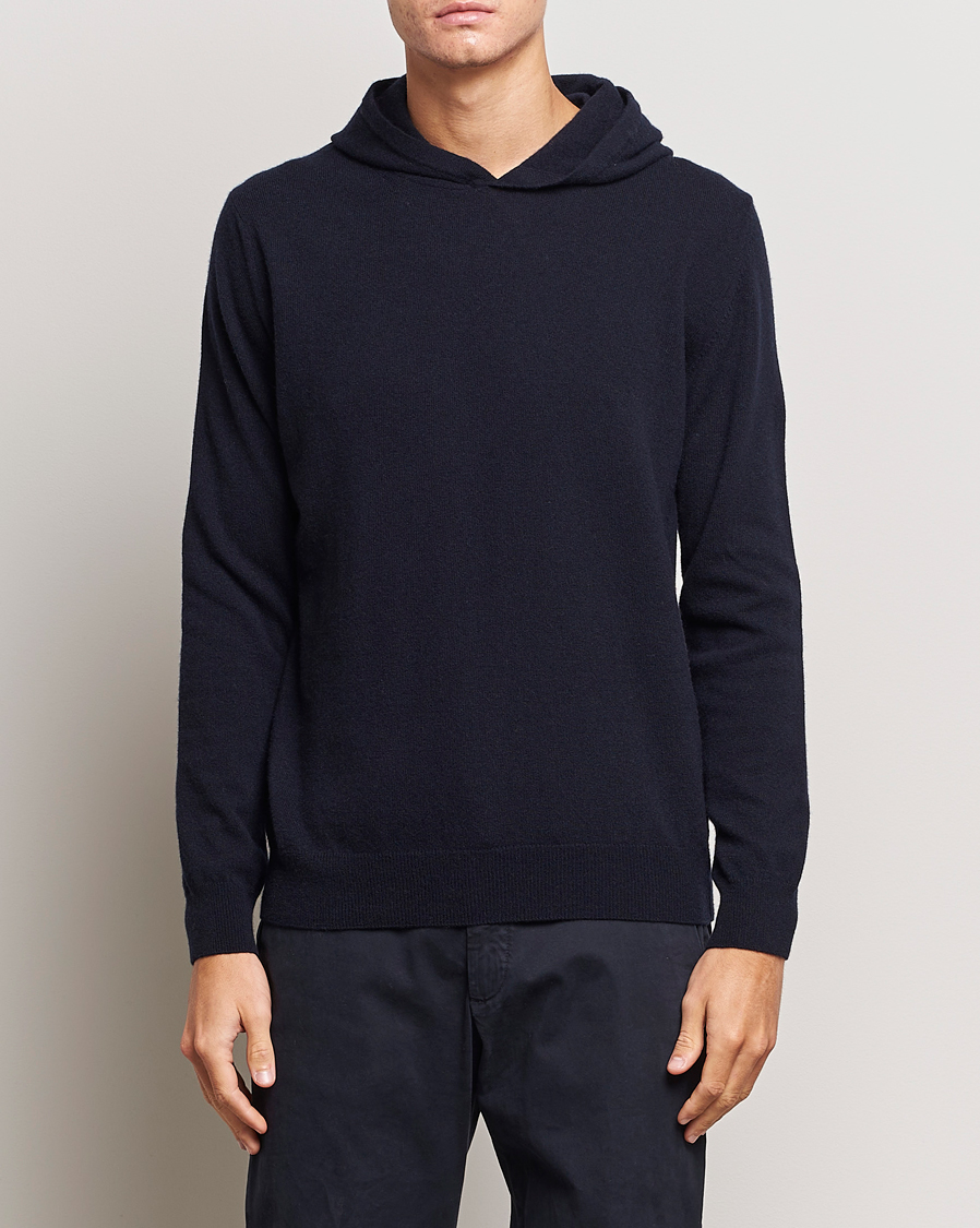 Herren | Pullover | Oscar Jacobson | Pascal Wool/Cashmere Hoodie Navy