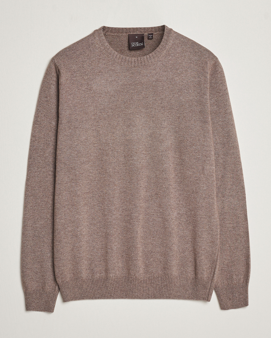 Herren | Pullover | Oscar Jacobson | Valter Wool/Cashmere Round Neck Light Brown