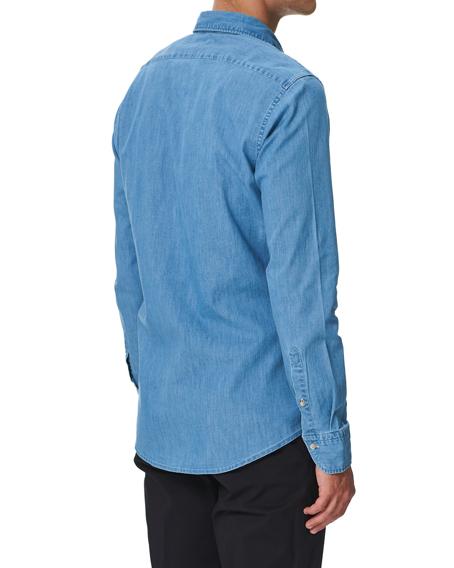 Herren | Hemden | Stenströms | Slimline Garment Washed Shirt Light Denim