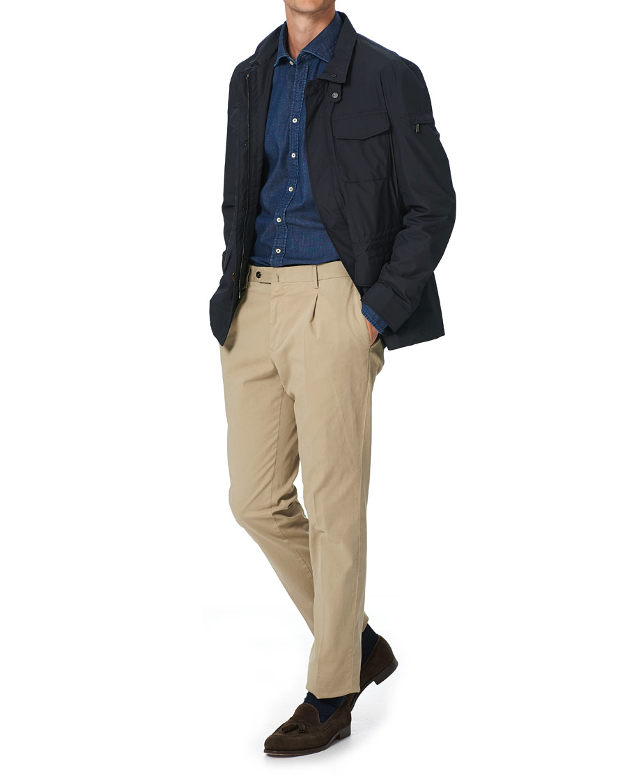 Herren | Hemden | Stenströms | Slimline Garment Washed Shirt Dark Denim