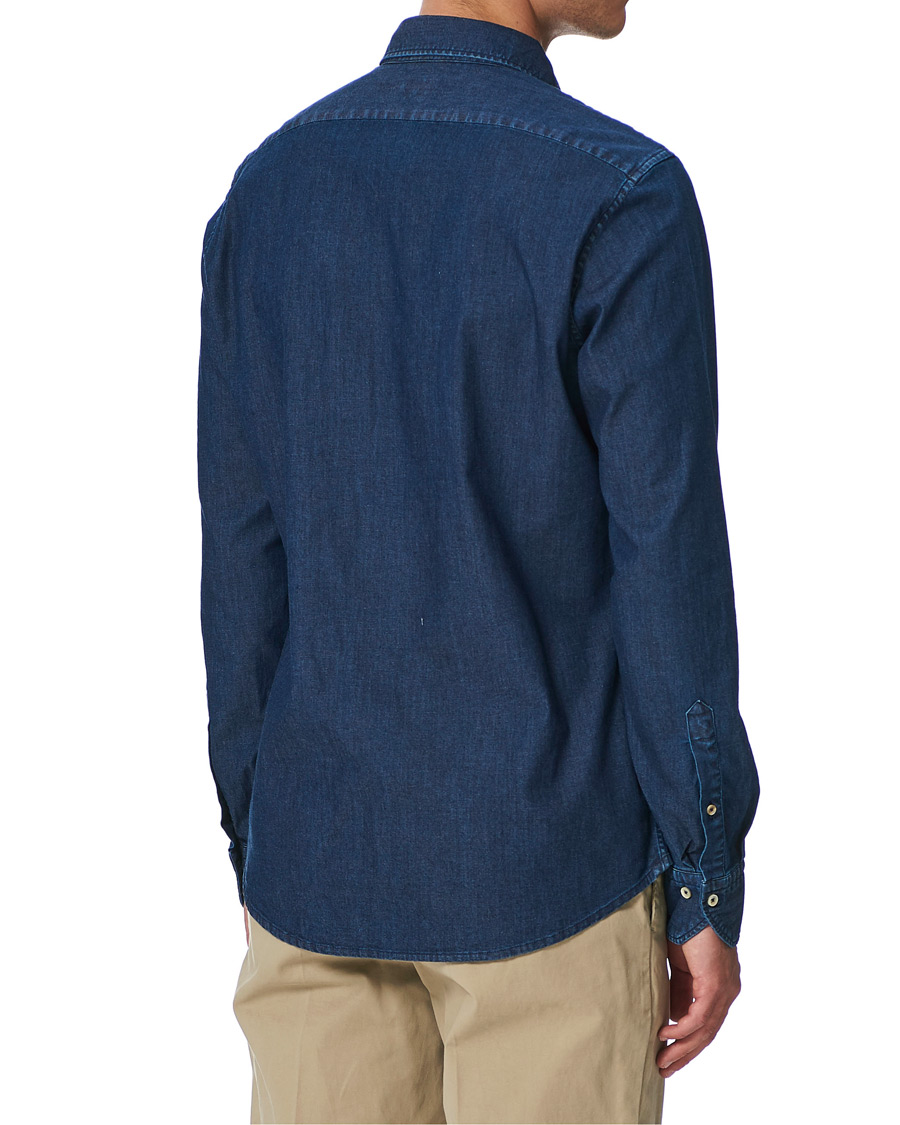 Herren | Hemden | Stenströms | Slimline Garment Washed Shirt Dark Denim