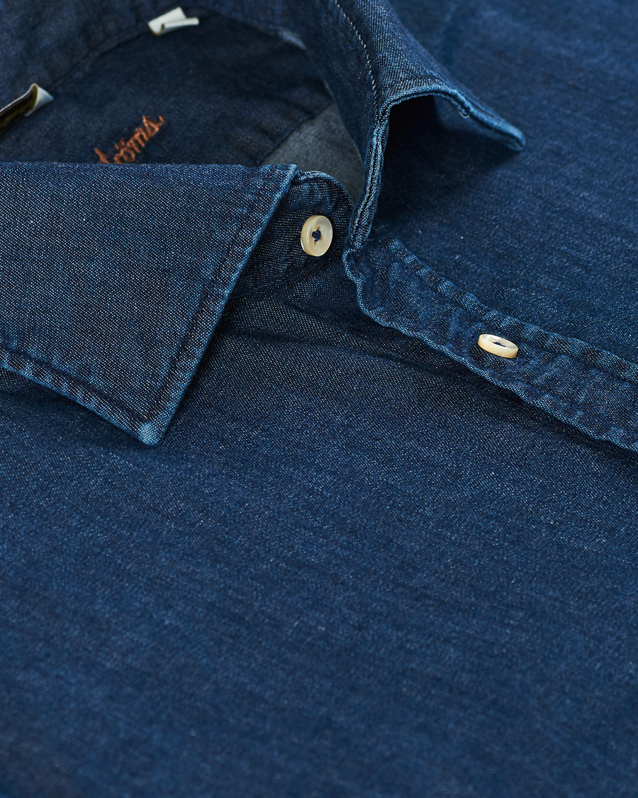 Herren | Hemden | Stenströms | Slimline Garment Washed Shirt Dark Denim