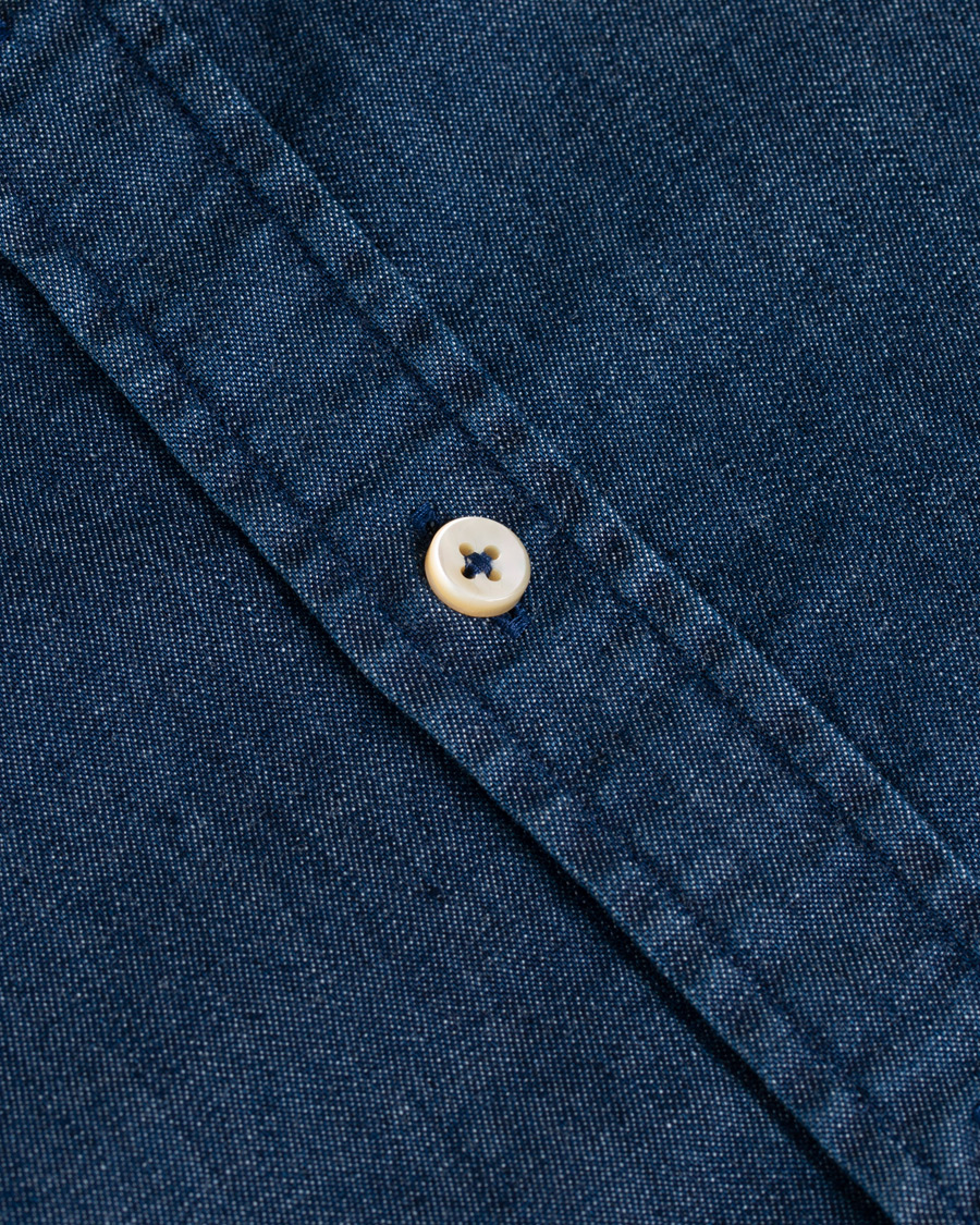 Herren | Hemden | Stenströms | Slimline Garment Washed Shirt Dark Denim