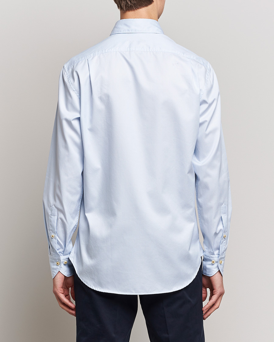 Herren | Hemden | Stenströms | Fitted Body Pinstriped Casual Shirt Light Blue