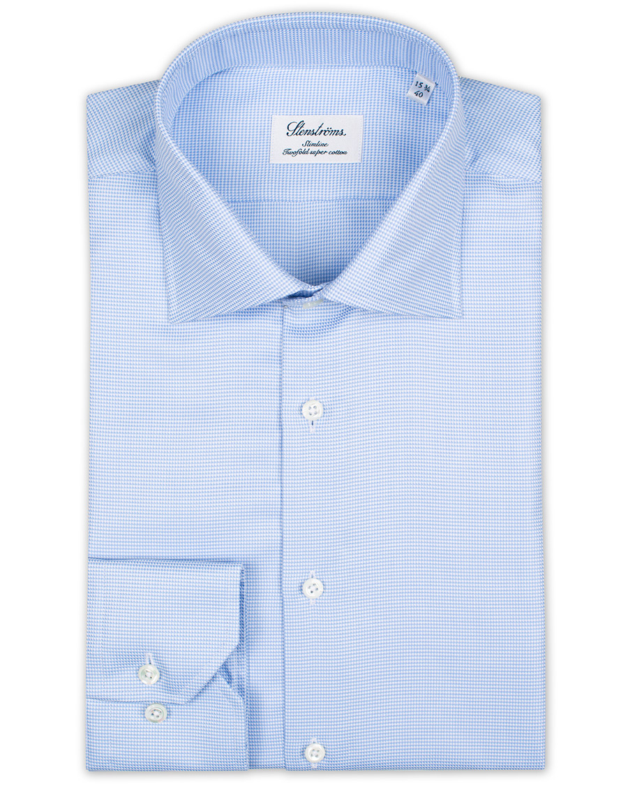 Herren | Hemden | Stenströms | Slimline Houndstooth Shirt Blue