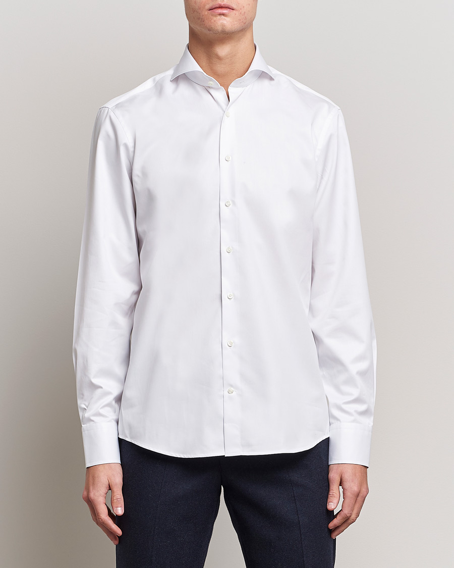 Herren | Hemden | Stenströms | Fitted Body Extreme Cut Away Shirt White