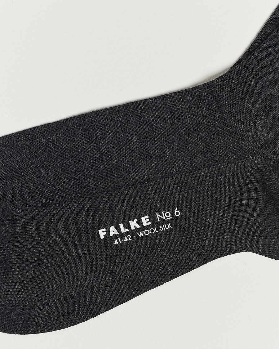 Herren | Socken aus Merinowolle | Falke | No. 6 Finest Merino & Silk Socks Anthracite Melange