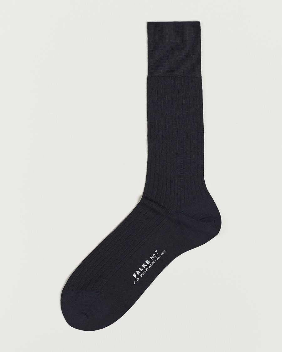 Herren | Unterwäsche | Falke | No. 7 Finest Merino Ribbed Socks Dark Navy