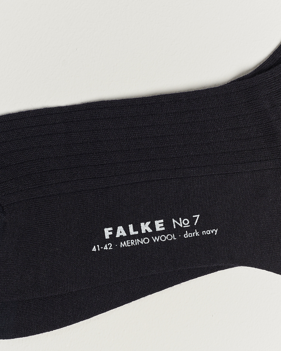 Herren | Kleidung | Falke | No. 7 Finest Merino Ribbed Socks Dark Navy