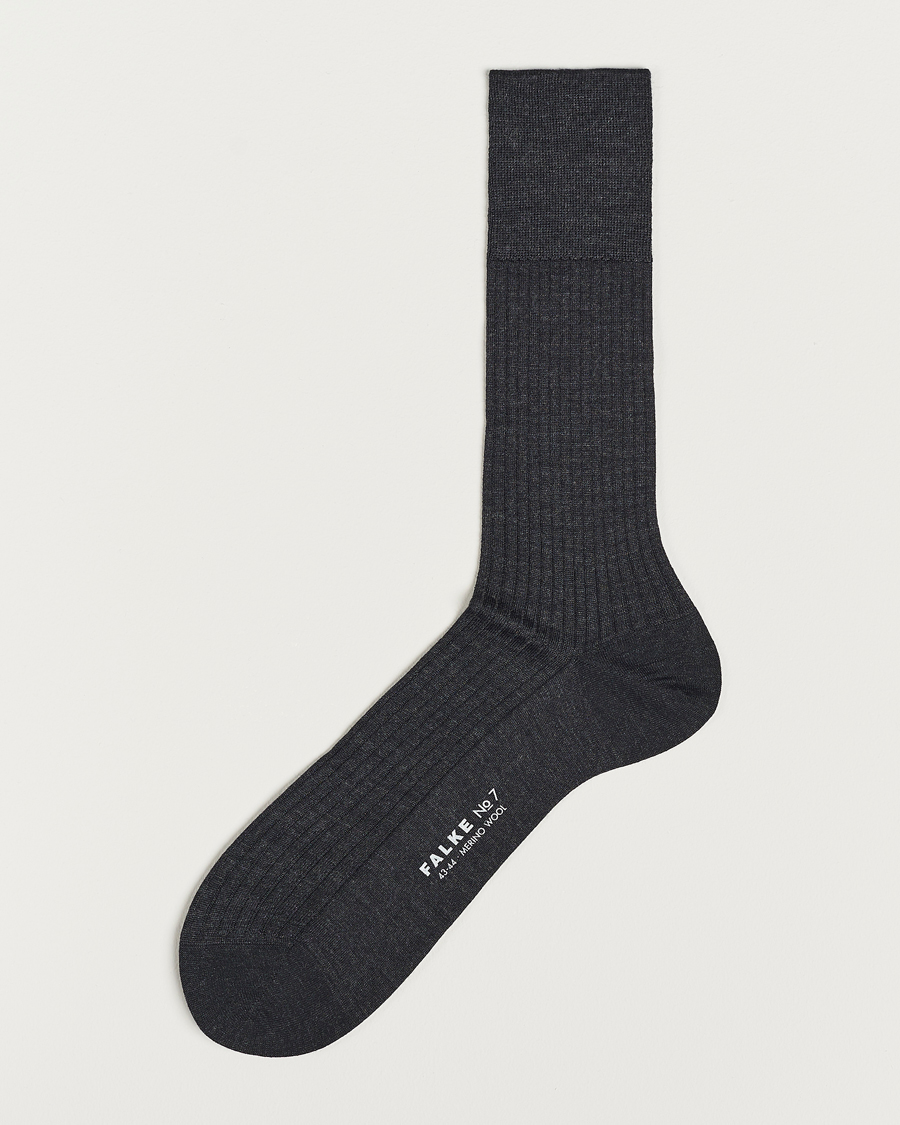 Herren | Unterwäsche | Falke | No. 7 Finest Merino Ribbed Socks Anthracite Melange