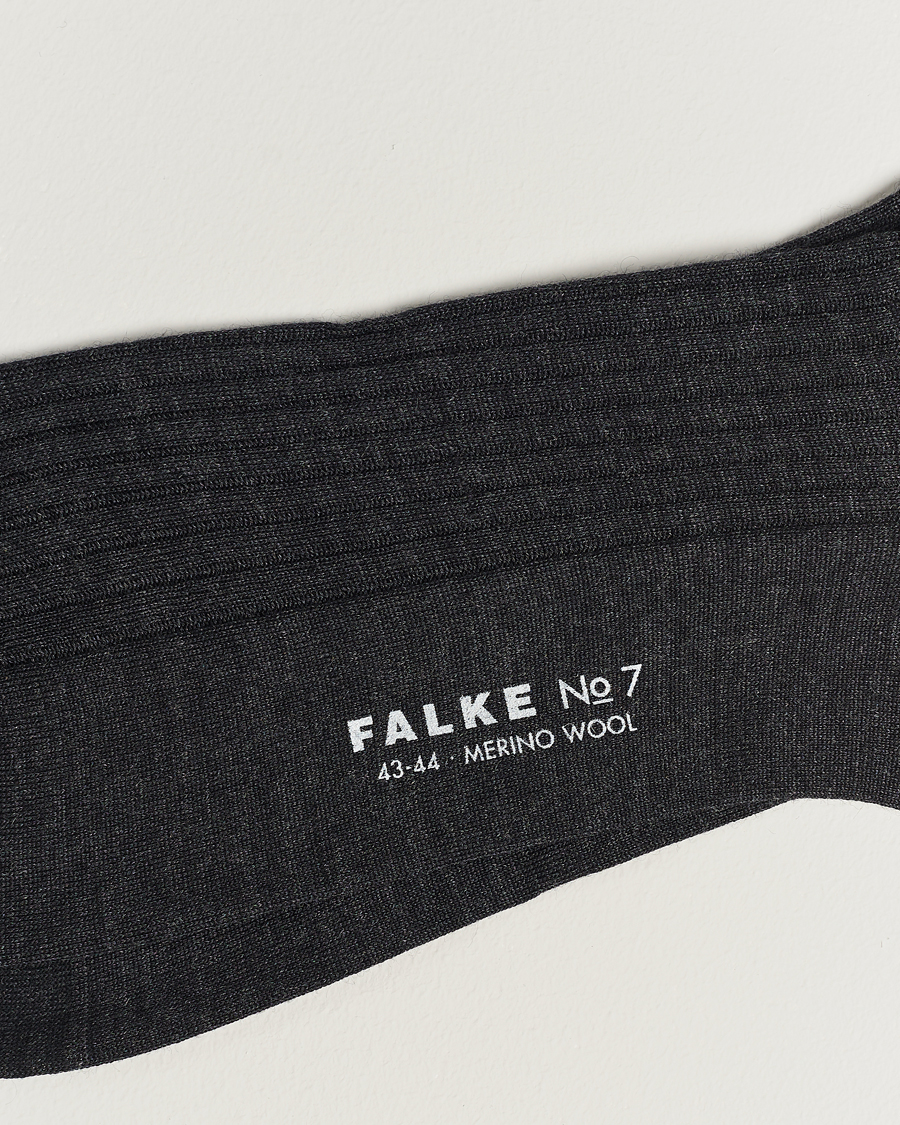 Herren | Unterwäsche | Falke | No. 7 Finest Merino Ribbed Socks Anthracite Melange