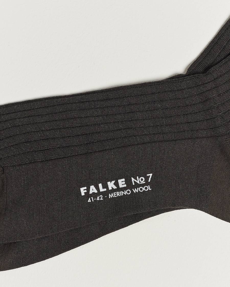 Herren |  | Falke | No. 7 Finest Merino Ribbed Socks Brown