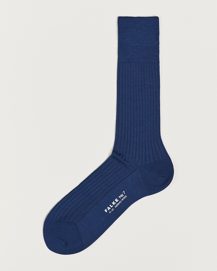 Herren | Unterwäsche | Falke | No. 7 Finest Merino Ribbed Socks Royal Blue