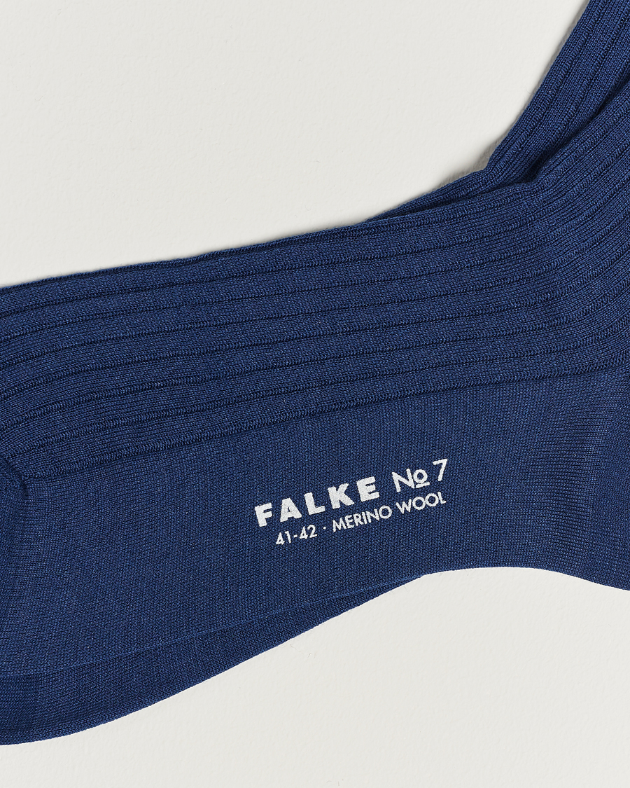 Herren | Falke | Falke | No. 7 Finest Merino Ribbed Socks Royal Blue