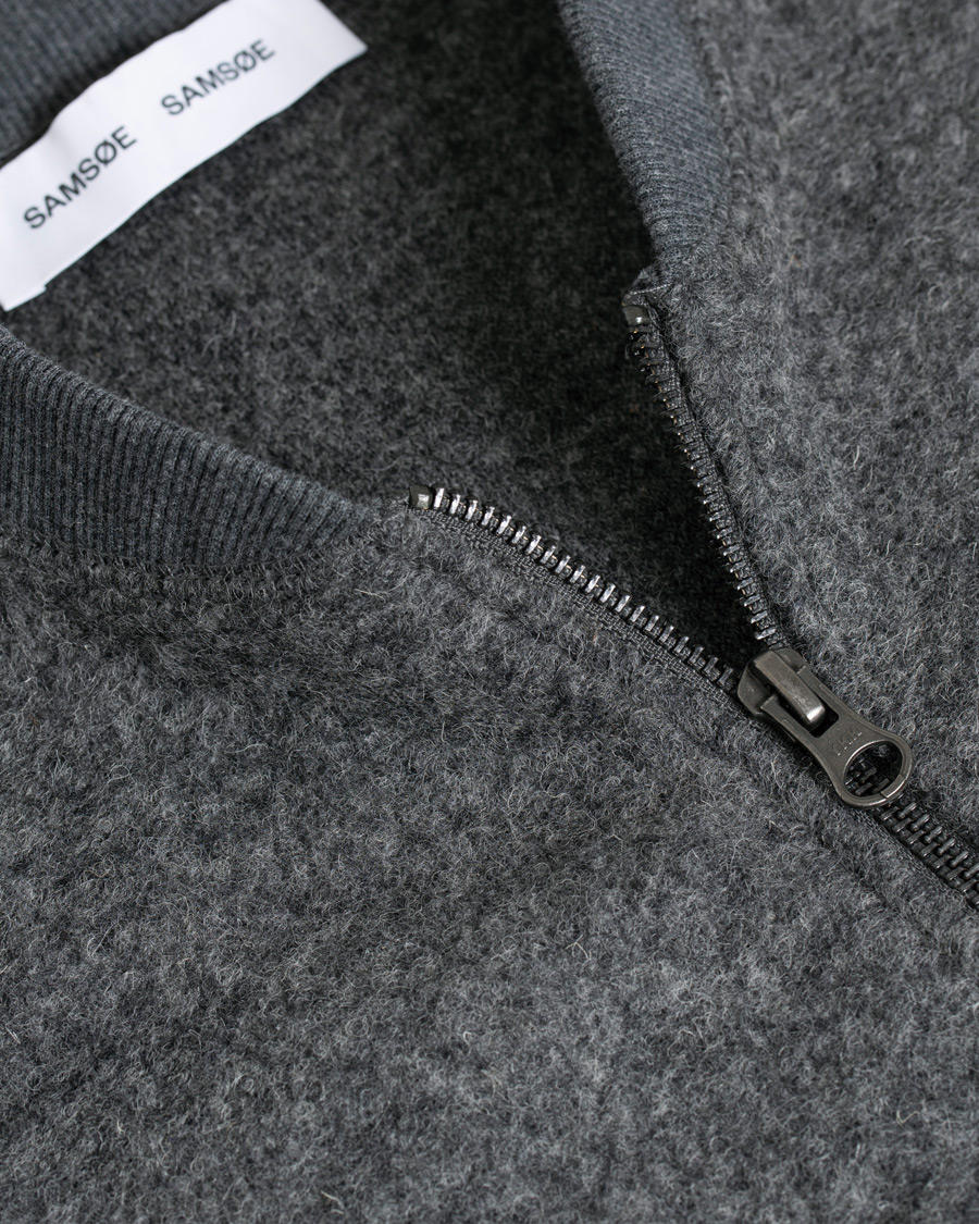 Herren | Pullover | Samsøe Samsøe | Samsøe & Samsøe Allaro Full Zip Wool Cardigan Dark Grey Melange