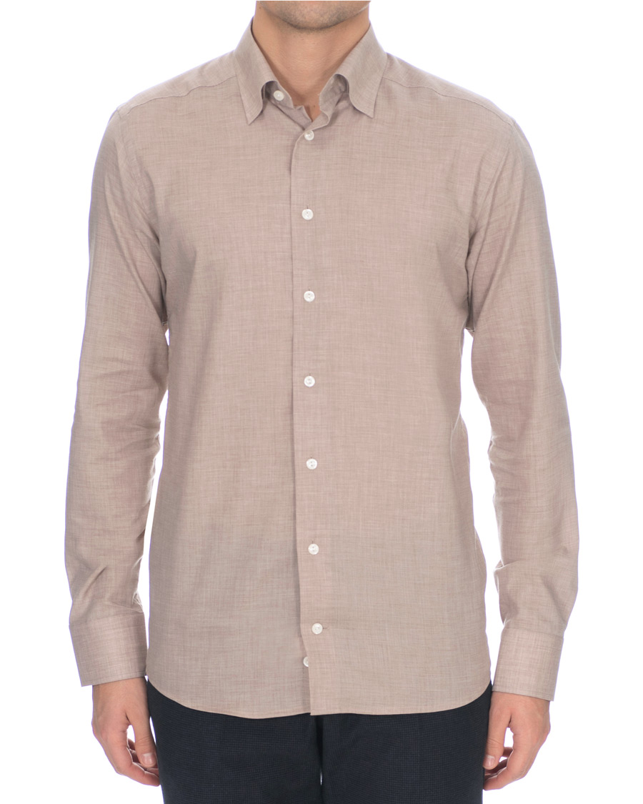 Herren | Hemden | Eton | Slim Fit Lightweight Flannel Shirt Sand