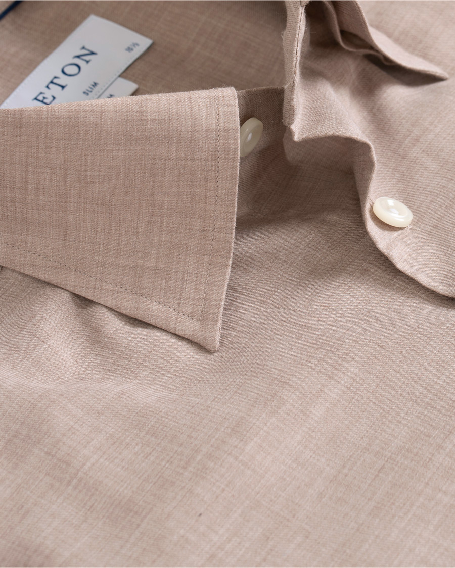 Herren | Hemden | Eton | Slim Fit Lightweight Flannel Shirt Sand