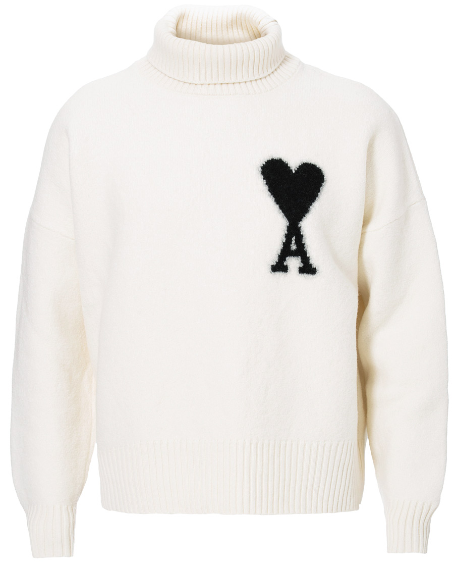 Herren | Pullover | AMI | Oversize Logo Wool Turtleneck Off White