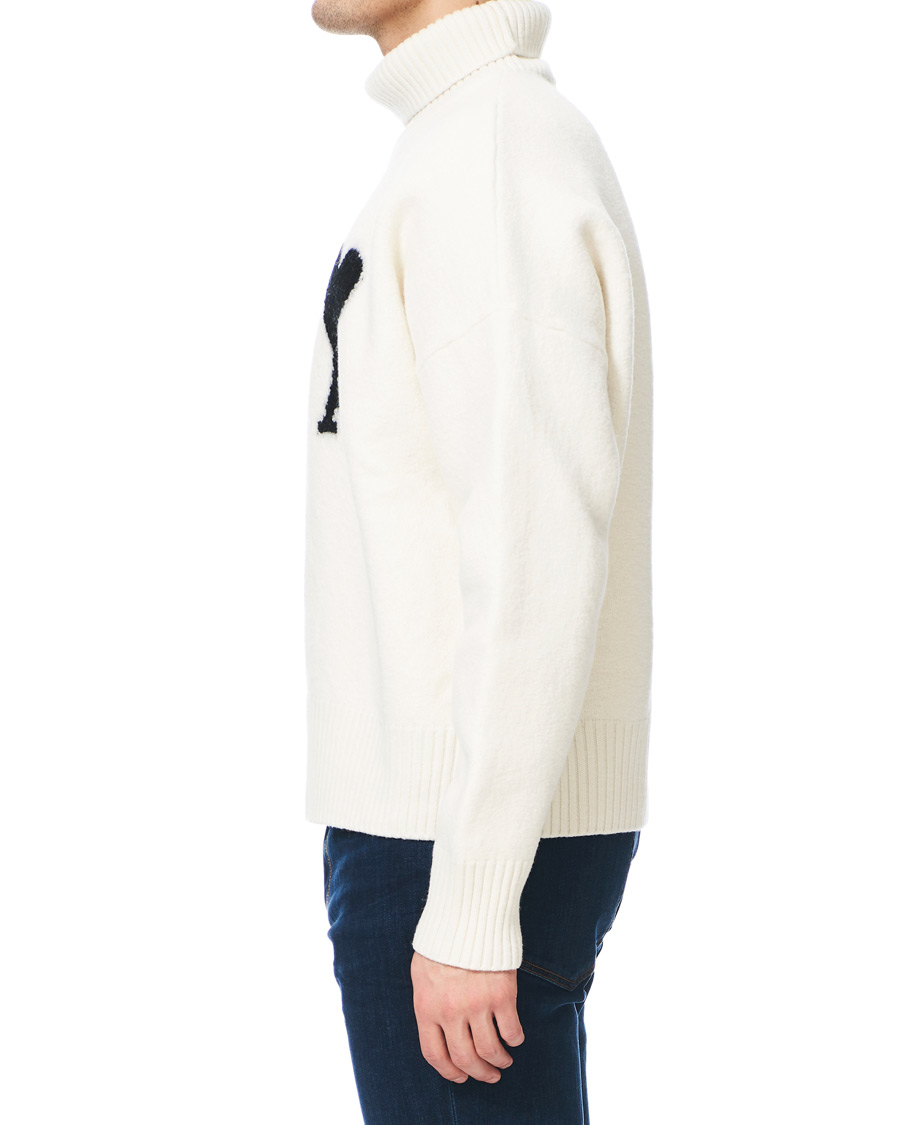 Herren | Pullover | AMI | Oversize Logo Wool Turtleneck Off White