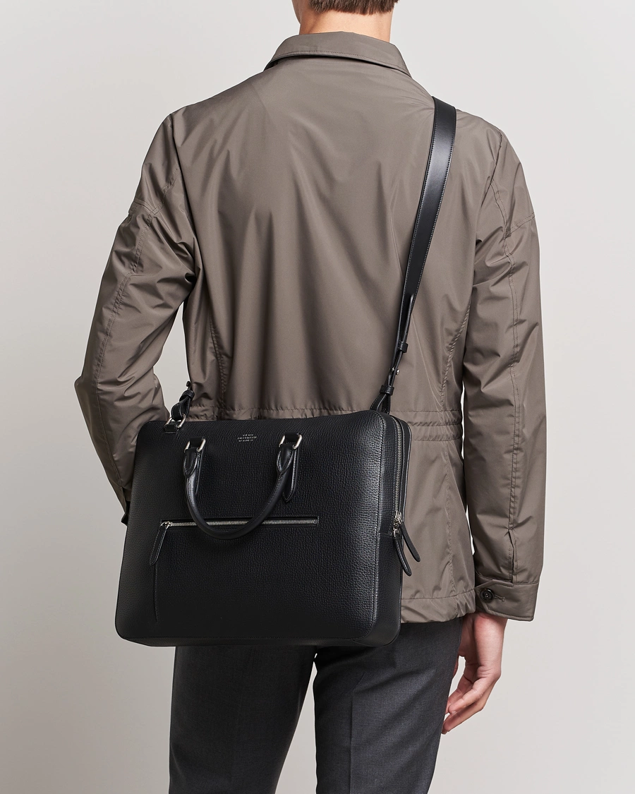 Herren | Taschen | Smythson | Ludlow Slim Briefcase With Zip Front Black