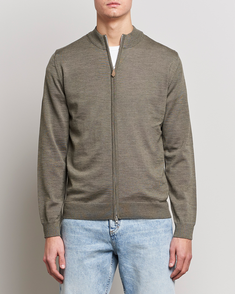 Herren |  | Stenströms | Merino Full Zip Olive