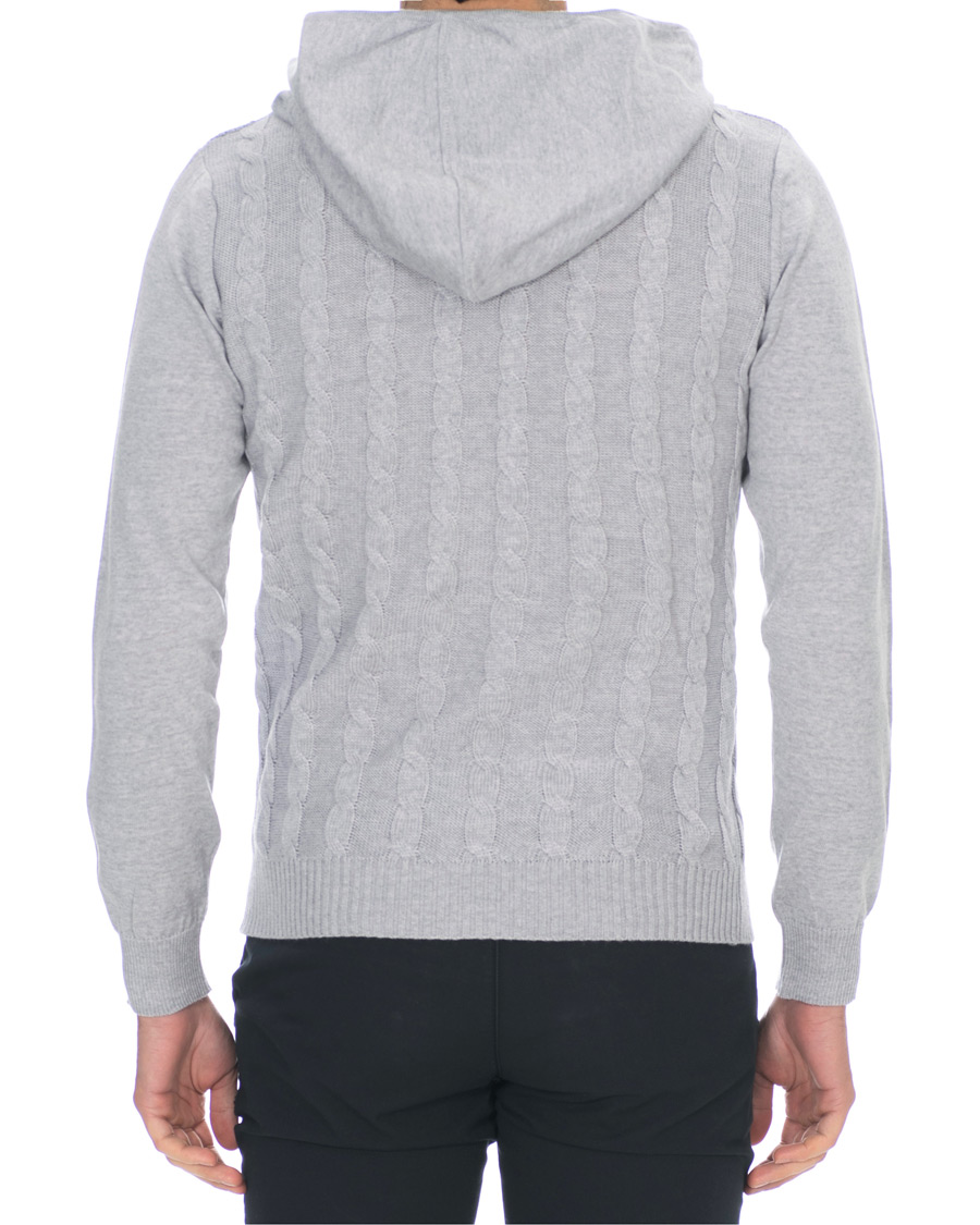 Herren | Pullover | Stenströms | Merino Wool Cable Hoodie Grey